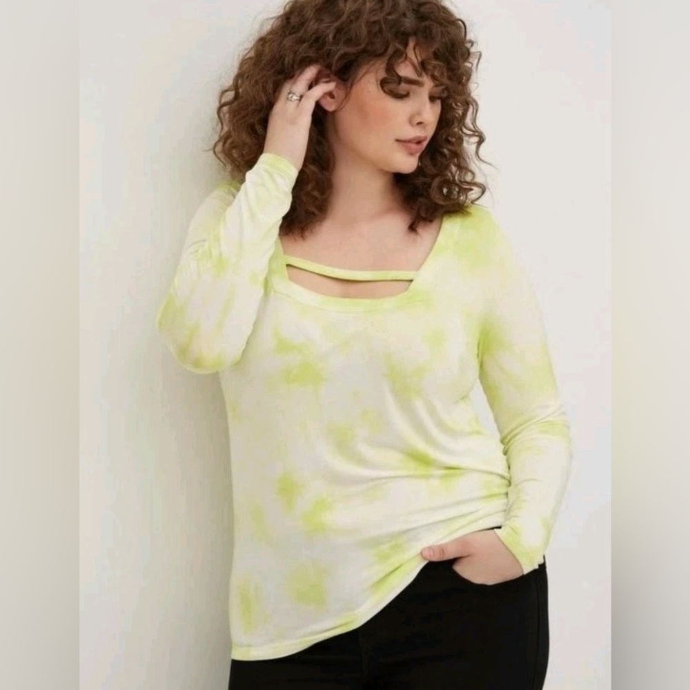 Torrid Love Sick Tie Dye Square Neck Neon Top Size 2X NEW